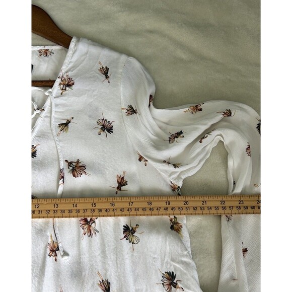 Karen Kane Womens Shirt Small Ballerina Print Flowy Lace Up Fairy Whimsical - Picture 9 of 12